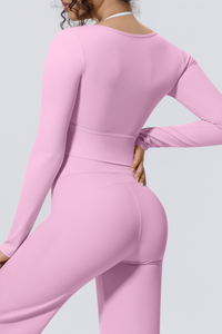 Women Fake Two Color Block Cropped Long Sleeve T-shirt