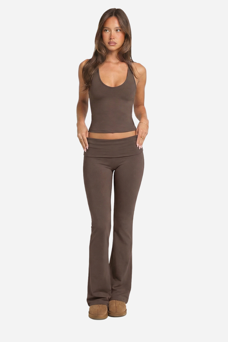 Women's Athletic Set:Halterneck Tank Top And Flare Pants