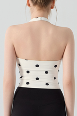 Women's Vintage Polka Dot Halter V-Neck Yoga Tank Top