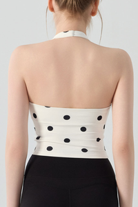 Women's Vintage Polka Dot Halter V-Neck Yoga Tank Top