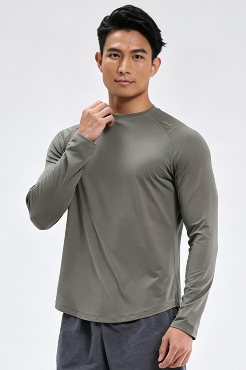 Men's Quick Dry Back Print Athletic Long Sleeve T-shirt