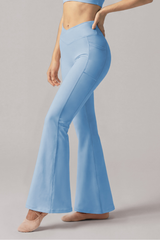 Women's Cross V-Waist Side Pockets Athletic Yoga Flare Pants