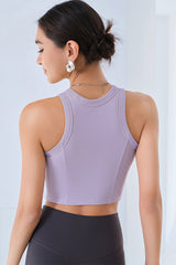 Women Low Impact Fixed Cup Longline Sports Bra Yoga Pilates Fitness Top