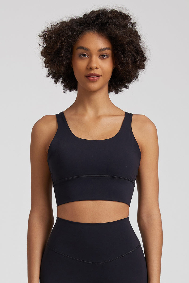 Wide Strap Back Cross Sports Bra