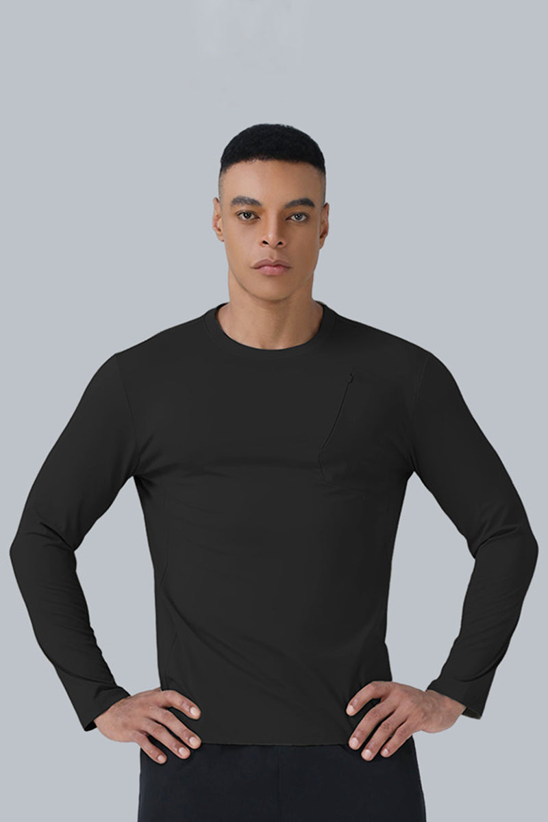 Men Quick-Dry Round-Neck Training Long Sleeve T-Shirt