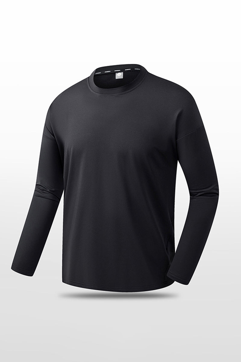 Men Solid Quick-Dry Outdoor Training Long Sleeve Top