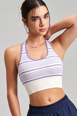 Women Halter Striped Quick-Dry Built-in Sports Bra