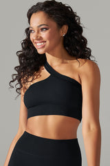 Women'S Seamless Ribbed One Shoulder Sports Bra