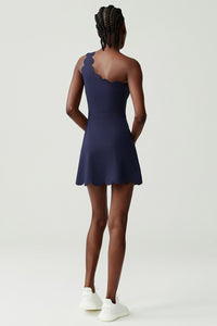 Women Single-Shoulder Wave-Hem Tennis Dress