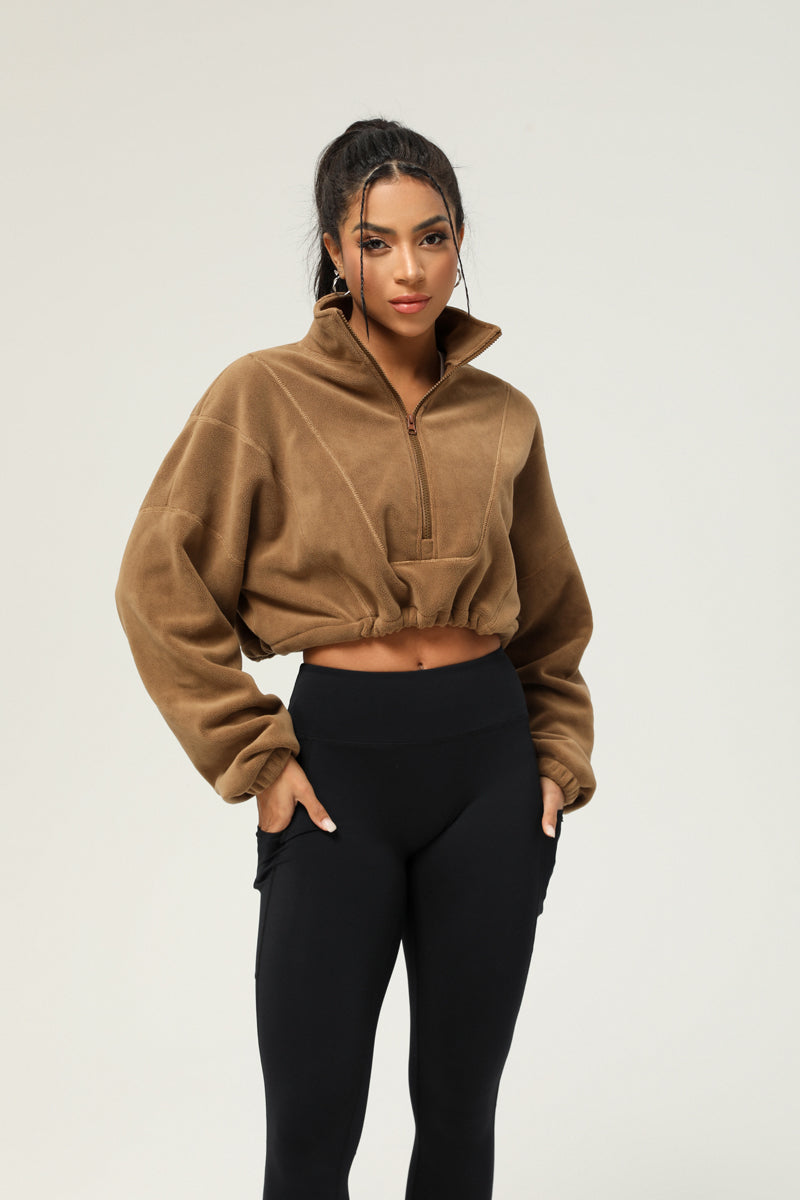 Women'S Half-Zip Fleece Sports Causal Sweatshirt