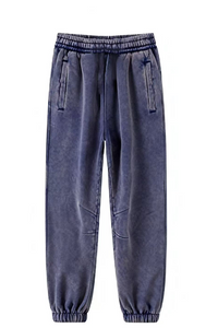 Men/Women Unisex Wax-Dye Washed Fleece Jogger Pants