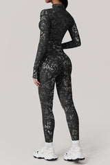 Women Gold Foil Fabric Sports Jackets + Yoga Sports Leggings