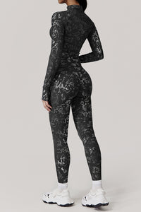 Women Gold Foil Fabric Sports Jackets + Yoga Sports Leggings