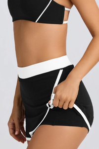 Women's Contrast High-Waist Split Skort with Built-In Shorts
