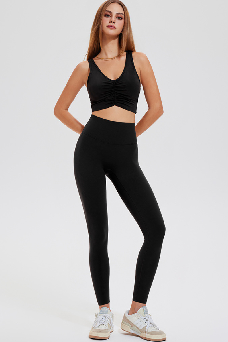 V-neck pleated sport set