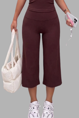 Women's High-Waist Wide-Leg Sports Yoga Cropped Pants