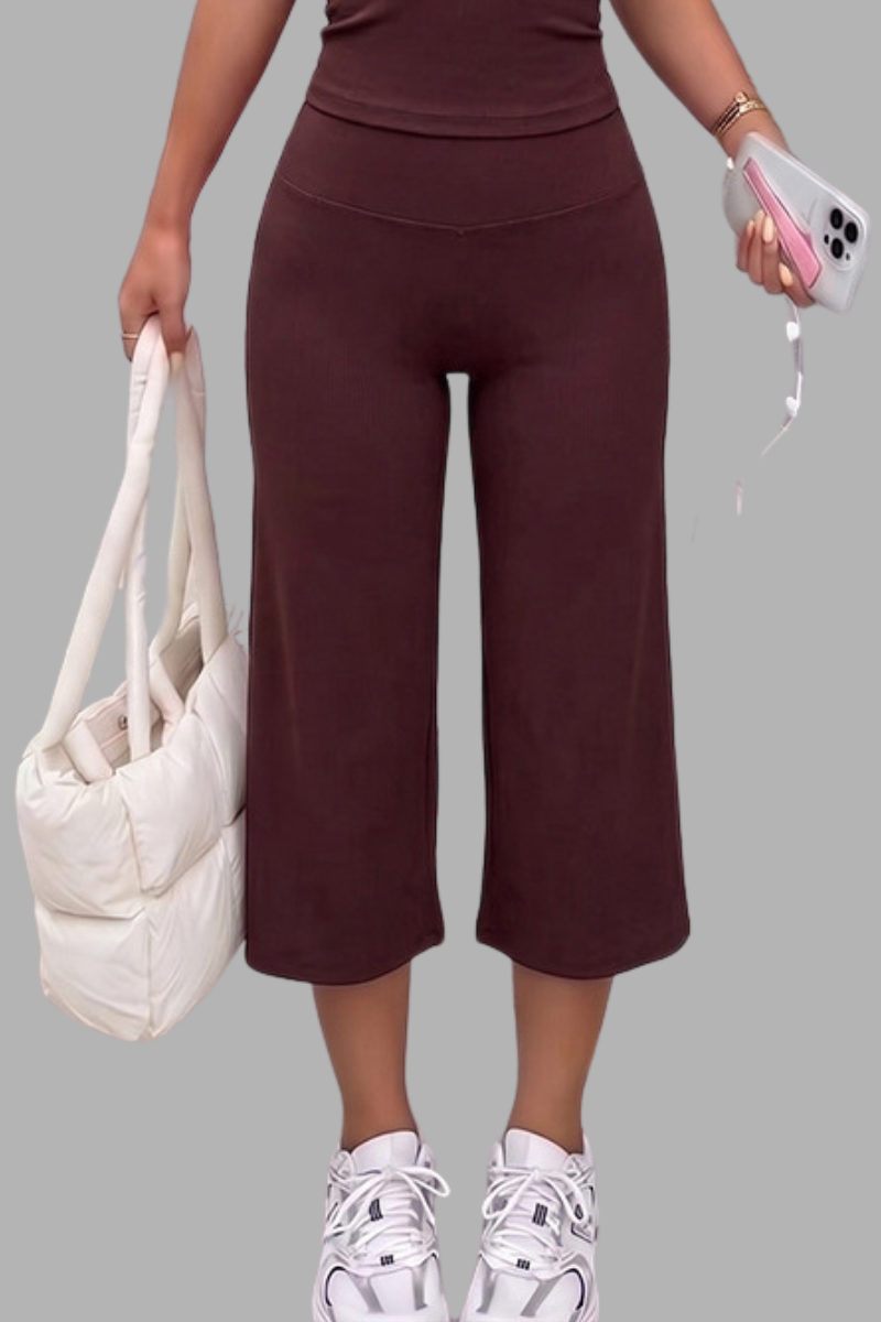 Women's High-Waist Wide-Leg Sports Yoga Cropped Pants