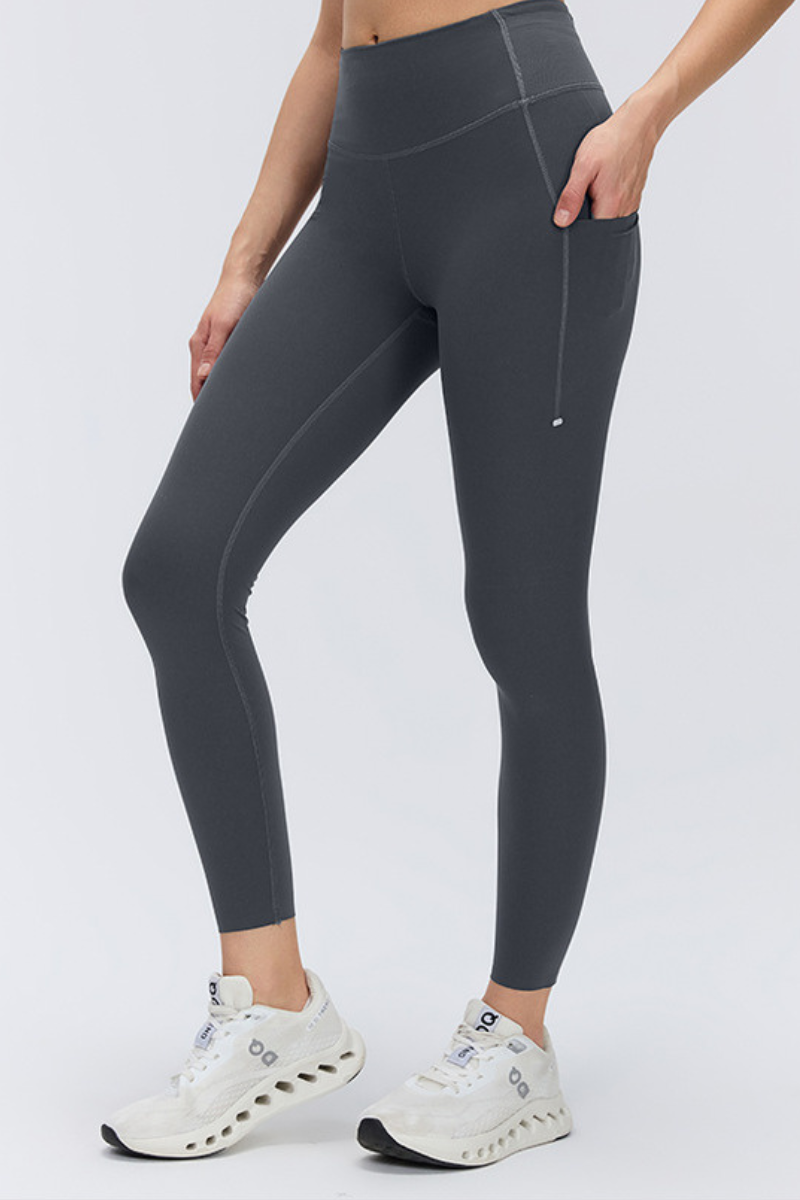 Women's Wide Waist Side Pocket 9/10 Length Leggings