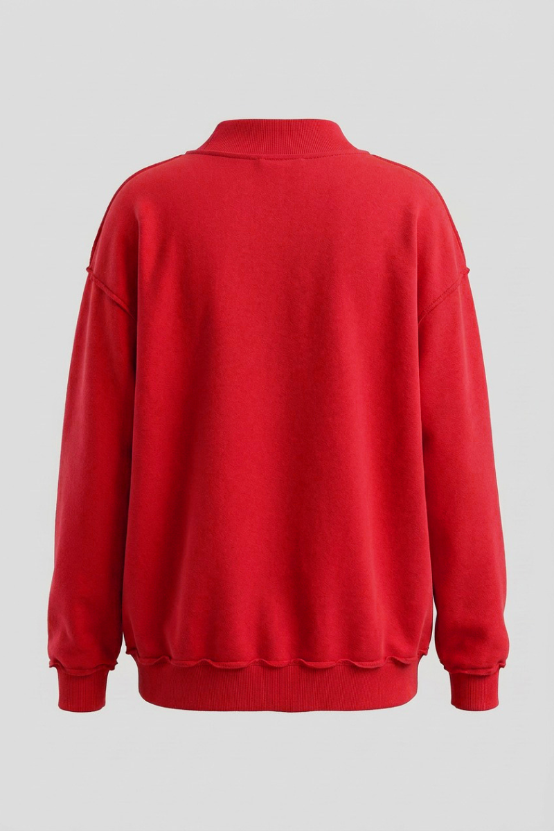 Women's Fall Drop Shoulder Loose Fleece Mock Neck Sweatshirt