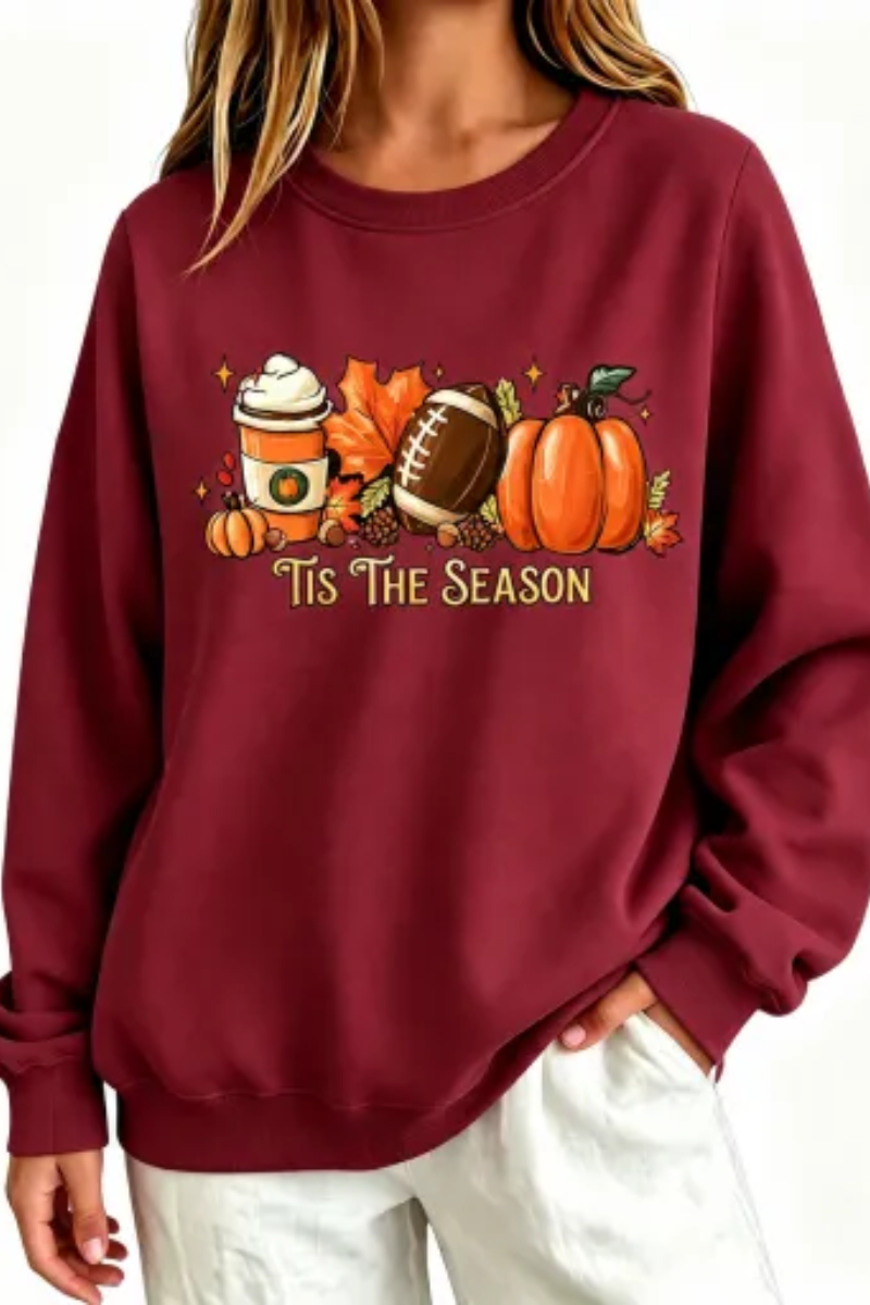 Women’s Fall Football Pumpkin Graphic Halloween Sweatshirt