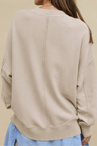 Women's Fall Oversize Side Slit Hem Drop Shoulder Pullover