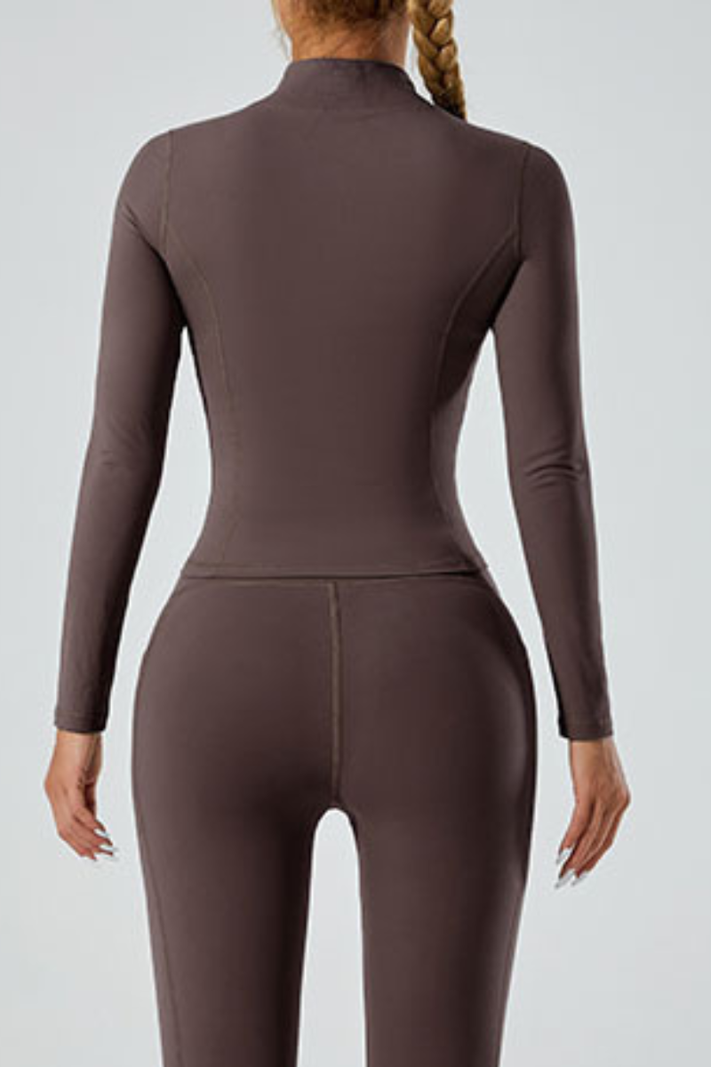 Women's stand-up collar with zipper sports jacket.