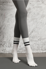 Women's Striped Crew Yoga Grip Five-Toe Socks