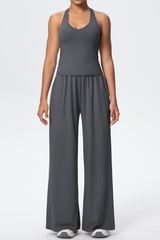 Women’s Set: Halterneck Tank Top & Wide-Leg Pants