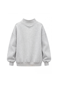 Women's Fall Solid Side-Slit Neckline Mock Neck Sweatshirt