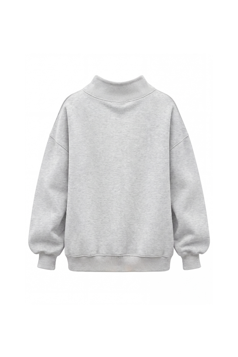 Women's Fall Solid Side-Slit Neckline Mock Neck Sweatshirt