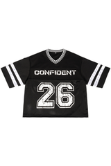 Unisex V-Neck Striped Mesh Athletic Football Jersey Tee