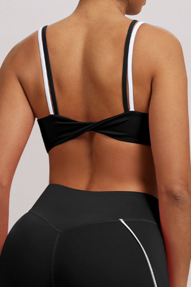 Women's Athletic Double-Strap Color Block Twist-Back Bra