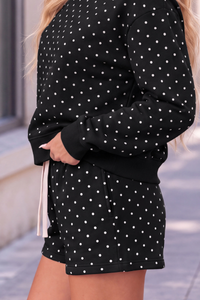 Unisex Fall Polka Dot Elastic Waist Drawstring Casual Shorts