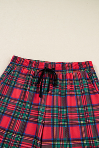 Women's Loungewear Sets:MAMA Letter Sweatshirt & Plaid Pants