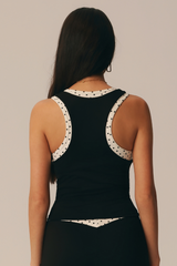 Women's Fake Two-Piece Polka Dot Color Block Tank Top