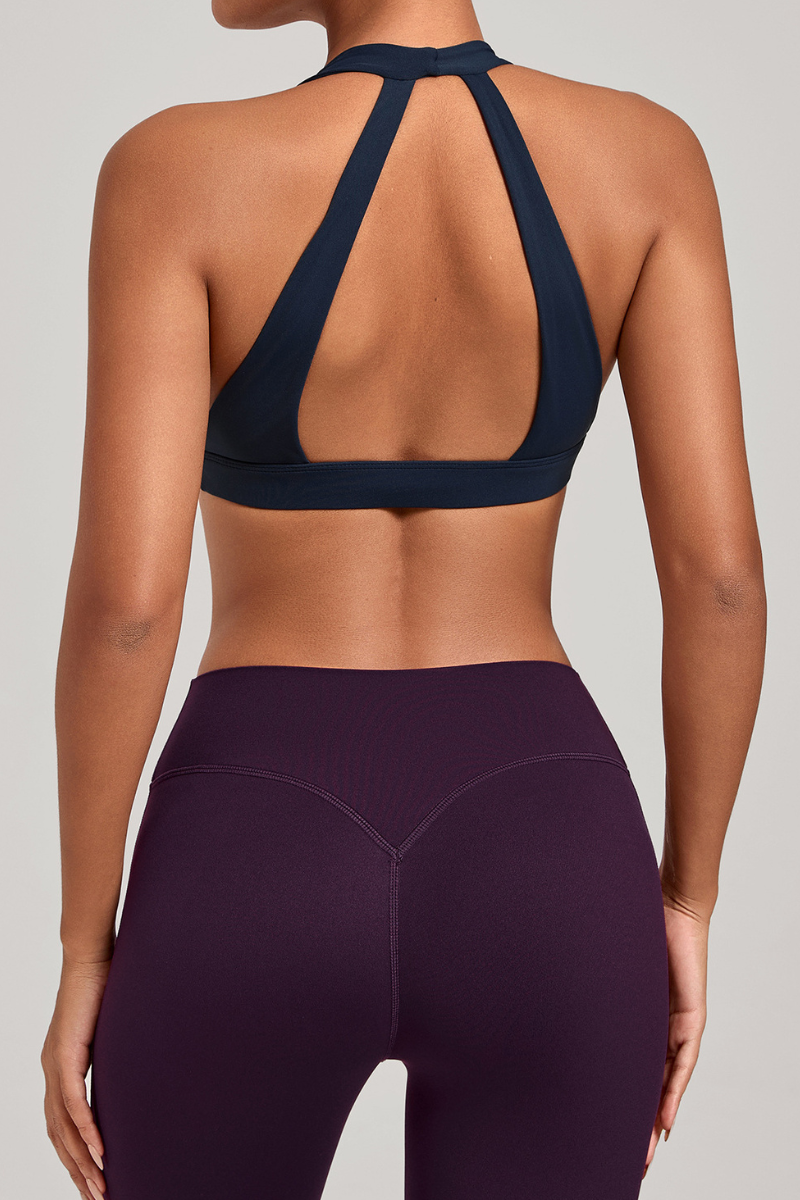 Women's Athletic Halterneck V-neck Cut Out Bra