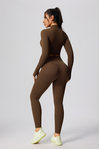 Women's Cropped Jacket & Butt-Lifting Leggings Two-Piece Set