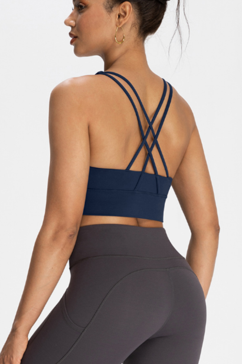 Cross-back exercise sports bra
