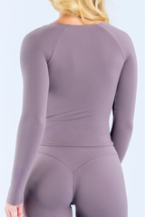 Women's V‑Neck Wrap Waist‑Cinching Fitness Long Sleeve Top