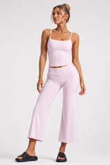 Women'sThin Strap Tank Top And Wide-Leg Capri Pants Sets