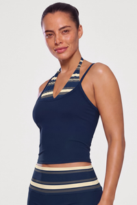 Women's Fake Two‑Piece Color Block Halter Sports Cami Tank