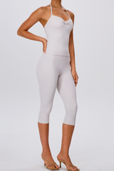 Women's Yoga Sets:Halter Twist Cami Tank Top & Capri Leggings