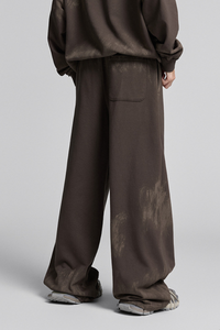 Distressed, worn-out straight-leg pants