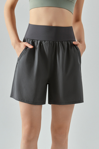 Women Summer High Waist Pocket Quick Dry Sports Shorts