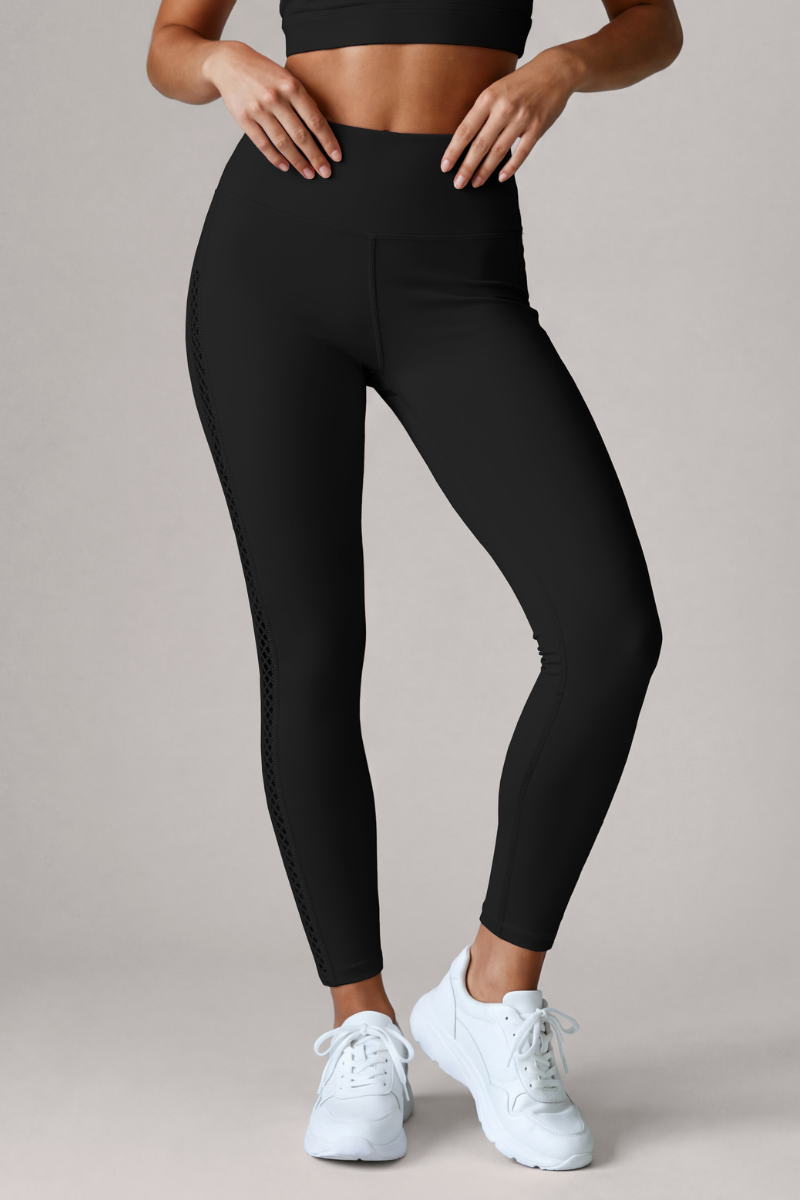 Women’s High-Waisted Side Mesh Perforation Yoga Leggings