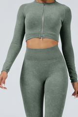 Women Fitness Athletic Full Zipper Cropped Jacket