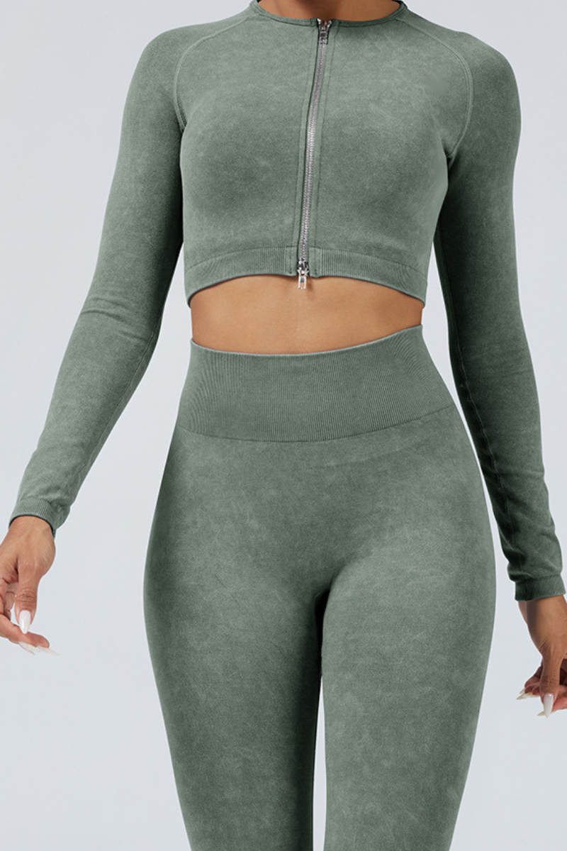 Women Fitness Athletic Full Zipper Cropped Jacket