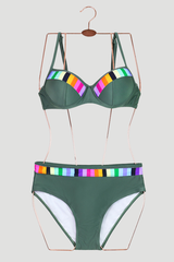 Women's High Waist Bikini - Quick Dry Gradient 4-Color Suit