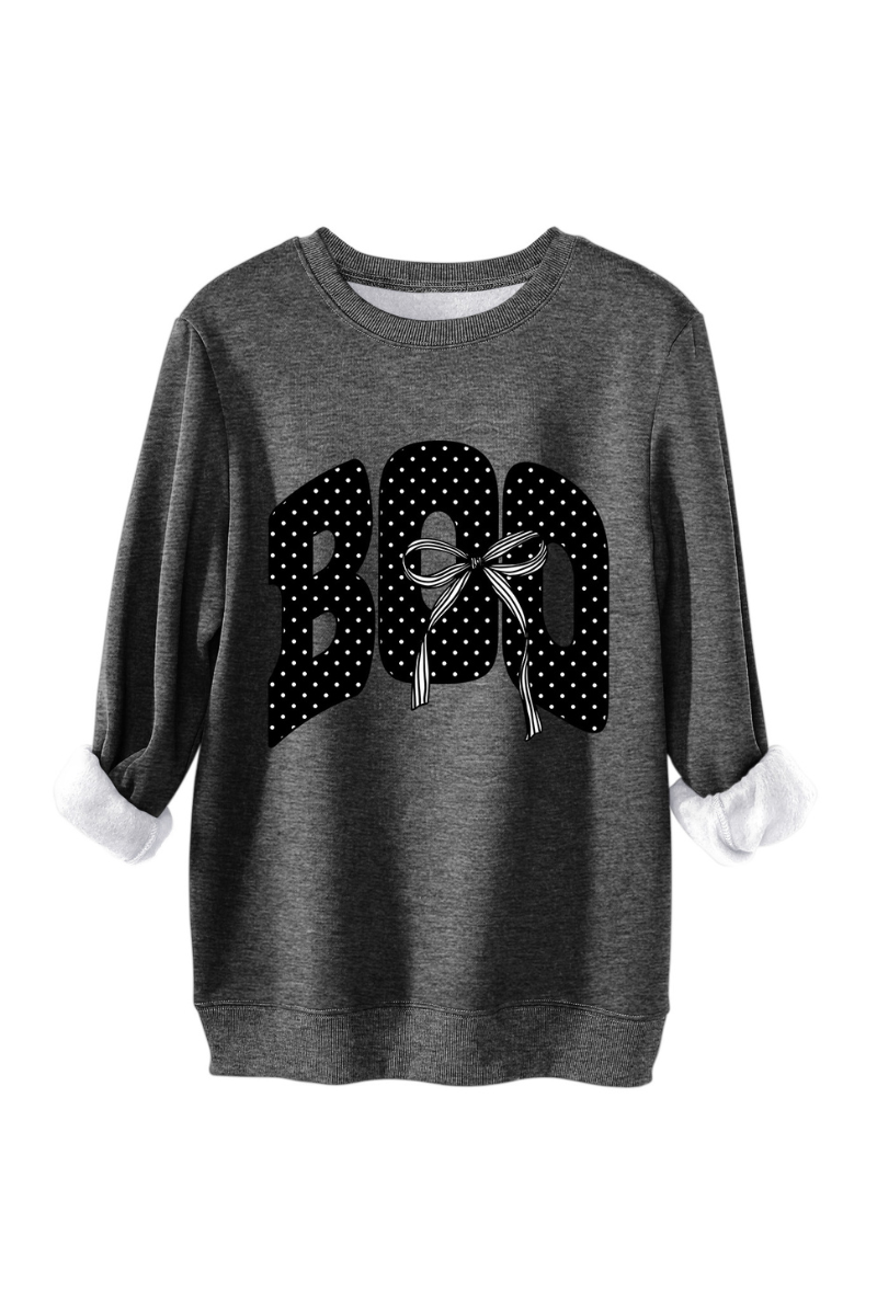 Women's Fall Boo Graphic Polka Dot Print Halloween Pullover