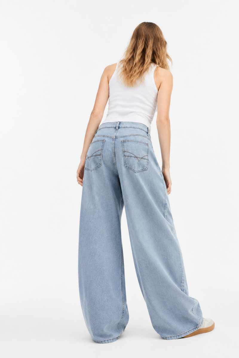 Women's Fall Mid Waist Wide Leg Jeans